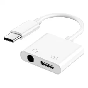 USB C to 3.5mm Headphone and Charger Adapter, Type C to Aux Jack Dongle Cable Cord with PD Fast Charging for iPhone 15/16/17 Pro/Max/Plus, iPad, Sams