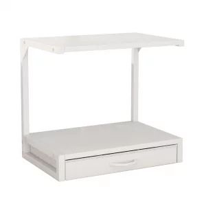 METYERRY 2-Tier Desktop Printer Stand and Storage Shelf, Home Office Desk with Fabric Drawer, Organizer for 3D Printer, Fax Machine, Scanner, Compact