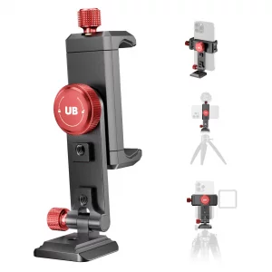 UBeesize Metal Phone Tripod Mount Cold Shoes with Arca QR Base, 3 Control Knob 360 Cell Phone Tripod Adapter for iPhone, Samsung, Desktop Tripod Sma