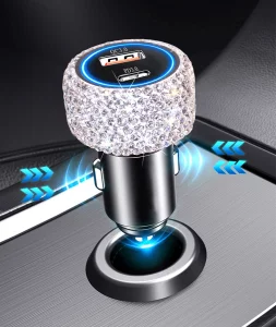 USB C Car Charger Adapter 54W Bling Diamond PD & QC 2-Port Type C Compact Car Charger Compatible for iPhone, iPad, Samsung Galaxy, LG, Google Pixel, 