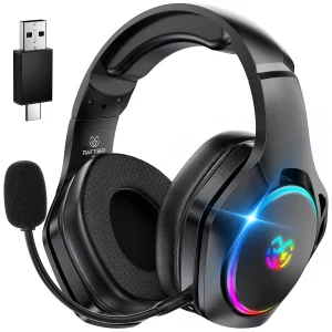 Wireless Gaming Headsets for Ps5 Ps4 PC, 2.4GHz USB & Type-C Gaming Headphones, 40H+ Hrs & 7.1 Surround Sound with Noise Canceling Microphone for Swi