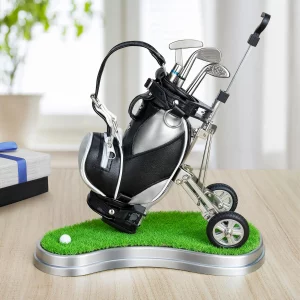 10L0L Golf Pen Holder w/3 Pieces Golf Club Pens Gift Set Golf Race Souvenirs Unique Gifts for Golfer Fans Coworker - Silver + Black