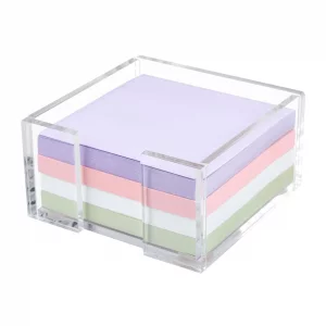 Acrylic Sticky Note Holder, 3 x 3 Crystal Clear Acrylic Notepad Holder Sticky Note Dispenser for Dorm Room and Office Desk Organizer