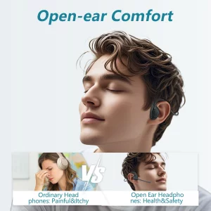 BANIGIPA Bluetooth Headset with Boom Microphone, Open Ear Headphones w/Noise Canceling Mic, Wireless Headset for Phone Laptop PC Computer, Light and 