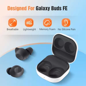 Memory Foam Tips for Samsung Galaxy Buds FE, No Silicone Eartips Pain, Anti-Slip Replacement Ear Tips, Fit in The Charging Case, Reducing Noise Earbu