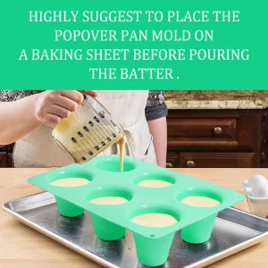 Zorazio 2 Pack Popover Pan 6-Cup, Nonstick Silicone Popover Pan for Baking, Large Deep Cupcake Pan,Easy to Clean,BPA Free
