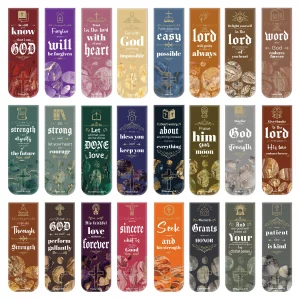 48 Pcs Bible Verses Magnetic Bookmarks, 24 Styles Christian Magnet Book Markers Motivational Encouraging Magnetic Page Clip Gifts for Women Men Schoo
