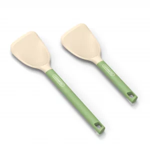 Cosamtec Silicone Small Spatula for Cooking Flexible Beveled Turner with Solid Inner Core and Heat Resistant Nylon Handle Ideal Spatula for Non-Stick