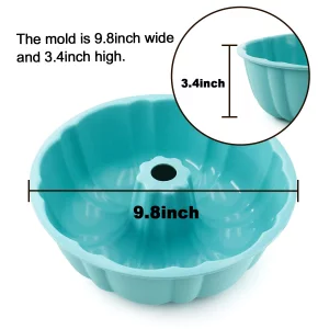 DRAONGYE 9.5 Inch Silicone Fluted Pans, Non-Stick Silicone Bundt Pan with Handle, Home Baking DIY Cake Mold for Cake, Chocolate, Jelly, Bread, Para G