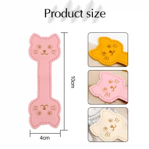 Leather Magnetic Bookmark, 3Pcs Cat Magnetic Bookmarks, Magnet Bookmark Clips Gift for Women, Kids, Reading Lovers, Teacher Gift for School Office Ho