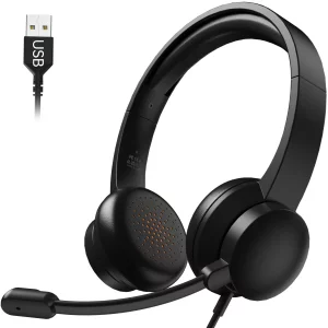 Masajoy USB Headset with Microphone for PC, Wired Headphones with Mic USB Headsets with Noise Cancelling Microphone, Computer Headset with Microphone