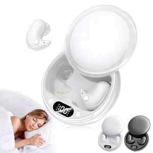 Sleep Ear Buds, Invisible Sleep Wireless Earphone, Comfortable Fit LED Power Display for Sleeping, Working, Hiking (White)