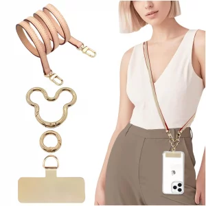 1Mouse Head Universal Phone Lanyard, Metal Cell Phone Chain Anti-Theft Crossbody Strap for iPhone 16, 15 and Most Smartphones, Cell Phone Neck Holder