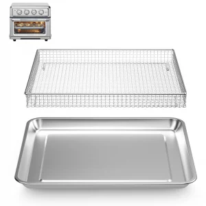 Stainless Steel Baking Tray Pan and Air Fryer Basket Compatible with Cuisinart Airfryer TOA-060 and TOA-065?for Convection Toaster Oven (with Cuisina