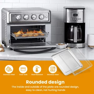 Stainless Steel Baking Tray Pan and Air Fryer Basket Compatible with Cuisinart Airfryer TOA-060 and TOA-065?for Convection Toaster Oven (with Cuisina