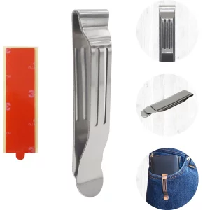 BORING PRODUCT 1 Pack Attachable Pocket Clip Replacement for Kinfe Smartphones GPS Walkie-Talkie Hip Clip Phone Clip for Belt Holster Stainless Steel