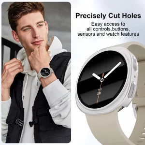 6 Pack Case With Tempered Glass for Samsung Galaxy Watch 8 Screen Protector 40mm Women Men,Hard PC Overall Protection Anti-Slip Scratch-Resistant Cov