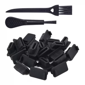 20 Pcs HDMI Dust Cover Plugs, HDMI Female Prot Dust Cap Protector Stoppers for TV, Laptop, Computer, Other Devices with 2 Cleaning Brushes