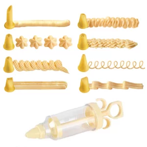 T TOVIA Cake Decorating Gun & Cupcake Piping Kit - 8 Piping Tips & Icing Set, for Stunning Cakes & Cupcakes - Includes Yellow Injector