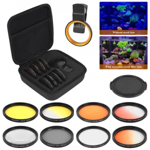 Coral Lens Aquarium Reef Filter Lens Kits for Phone 8 Coral Lenses Kit Including Orange Gradual-Orange Yellow Gradual-Yellow Pink Macro Start and Pol