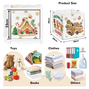 Clastyle Christmas Kid Storage Cube Organizer Set Snowflake Closet Clothes Cube Storage Bin Nursery Toddler Toy Box Chest Girl Boy Book Shelf Basket,