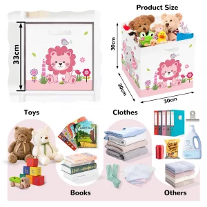Clastyle Jungle Animal Kids Storage Cube Organizer Set Tree Closet Clothes Cube Storage Bin Nursery Toddler Toy Box Chest Boys Girls Book Shelf Baske
