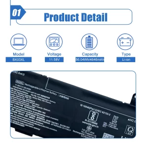Dentsing BX03XL Laptop Battery 56.04Wh Replacement for HP EliteBook 830 835 840 845 860 865 G11 ZBook Firefly 14 16 G11 Series BX03056XL HSTNN-OB3H N