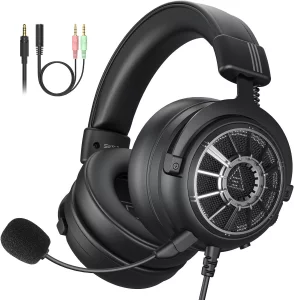 EKSA StarEngine S Gaming Headset for PC, PS4, PS5, Switch, Xbox One, Xbox Series X/S-Wired Gaming Headphones with Detachable Noise Cancelling Mic, 50