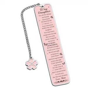 Daughter Birthday Gifts, School Supplies for Girls, Inspirational Bookmark Birthday Gifts for Daughter Adult, Back to School Supplies for Students, B