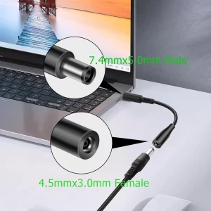 YAODHAOD DC 7.4mm x 5.0mm Adapter Converter Cable Compatible with Dell HP Laptops DC 4.5x3.0mm Female to 7.4x5.0mm Male Dedicated Converter Power Cor