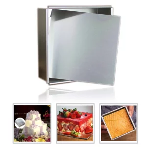Anodized Aluminum Square Cheesecake Pan Chiffon Cake Mold Baking Mould with Removable Bottom 8 Inch x 8 inch x 3 inch