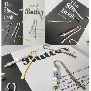 12 Pcs Beadable Bookmarks DIY Metal Blank Bar Bookmark for Beads Metal Bookmark Hairpin Hook Carved Antique Vintage Bookmarks Gift for Book Lovers St