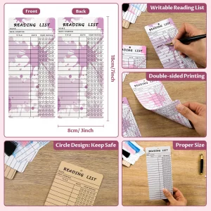 12PCS Book Tracker Bookmarks with 12 PCS Purple Tassels, Book Club Gift, Reading List Bookmark, Bookish Items Bookmarks, Library Card, Bookmark Bulk,