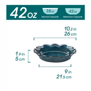vancasso Stern Ceramic Pie Pan for Baking, 9 Inch Pie Plates with Ruffled Edge, Deep Dish Pie Pan for Apple Pie and Quiche, Large Pot Pie Baking Dish