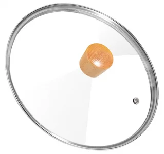 8 Inch Pan Lid with Wooden Handle, Tempered Glass Lid, Cast Iron Skillet, Pot, and Replacement Pan Cover, Clear Frying Pan Lid Fits Pots, Pans and Sk