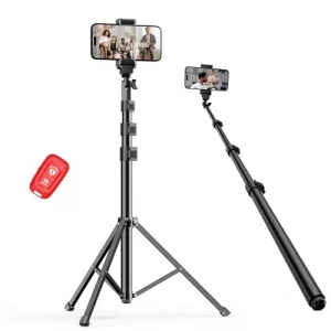 EMART 52 Cell Phone Tripod Stand for iPhone, Adjustable Floor Cellphone Tri Pod Holder with Remote, Portable Smartphone Compact Travel Selfie Stick