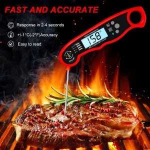 Meat Thermometer Digital for Cooking and Grilling, Collapsible Probe, with Magnet, Calibration, Backlight Waterproof Food Thermometer, Instant Read T