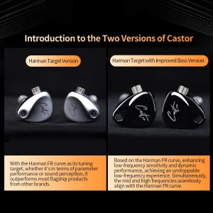 KZ Castor in Ear Ear Buds Wired Earbuds,Harman Edition in Ear Monitor Dual Driver IEM Earphones,Comfortable Tunable Ear Bud with Adjusting Switch and