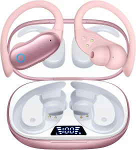 Active Noise Canceling Ear Buds Wireless Earbuds 96hrs Playback Bluetooth Headphones IPX7 Waterproof Stereo Bass Over-Ear Earphones with Earhooks Mic