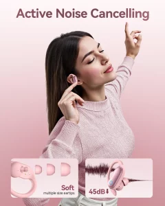 Active Noise Canceling Ear Buds Wireless Earbuds 96hrs Playback Bluetooth Headphones IPX7 Waterproof Stereo Bass Over-Ear Earphones with Earhooks Mic
