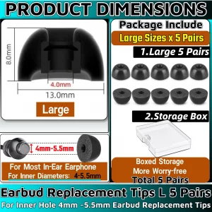 Memory Foam Earbud Tips?Replacement Earbud Tips Ear Bud Replacement Tip Memory Foam Ear Tips IEM Ear Tips Earbud Replacement Tips for 4.0mm Connect H
