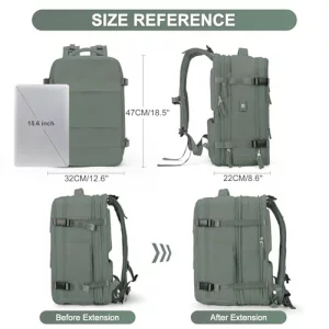 coofay Carry on Backpack Travel Backpack, Olive Green-expandable