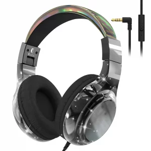 QearFun Kids Headphones Wired with Mic, 85/94dB Safe Volume Limit, Foldable Over Ear, Tangle-Free Cord & Sharing Port, Wired On-Ear Headset for Schoo