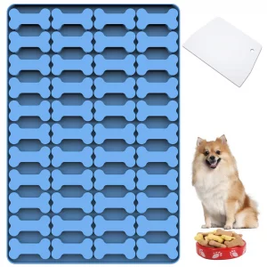 Amyandone Dog Bone Silicone Molds, 44 Cavities Small Dog Bone Shaped Pet Treat Mold for Baking and Freezing Dog Food/Snacks/Biscuits/Candy/Chocolate 
