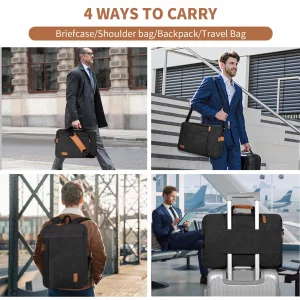 ESTARER 3 In 1 Laptop Bag for Men, 17-17.3 Inch Computer Bag Laptop Backpack for Work/Travel/Business, Convertible Briefcase Water resistant Canvas M