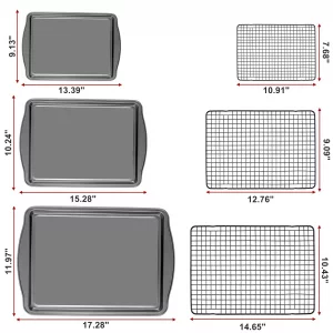 Hunnycook Baking Sheet with Rack Set - 3 Baking Sheets + 3 Cooling Racks, Carbon Steel Cookie Sheets & Cooling Racks in Multiple Sizes, Thickened & W