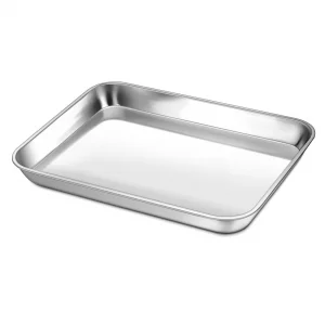 P&P CHEF 9 Inch Baking Cookie Sheet, Oven Pan Tray Stainless Steel Sheet Pan for Kitchen, Oven Bakeware for Multi Uses, Shiny Look & Dishwasher Safe,