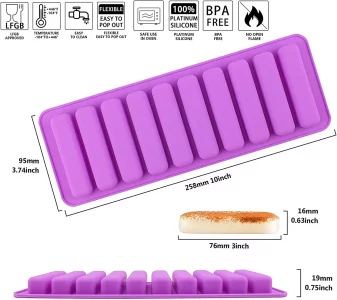 ROTDAM 4PCS Finger Silicone Molds - 10-Cavity Non Stick Chocolate Bar & Ice Cube Trays for Baking, Cereal Snacks, Halloween Treats | Rectangular Bake