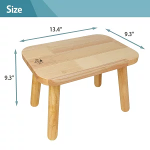 BEE&OAK 13.4 Inch Heavy Duty Wooden Step Stools for Adults - Non Slip, 300 LBS Capacity, Easy Assembly - Ideal Step Stool for High Beds, Kitchen, Bat