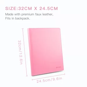 Geila Padfolio Portfolio A4 Clipboard Folder, Suitable for Work, Writing, and Meetings, Faux Leather Folder with A4 Paper and Pen (Pink)